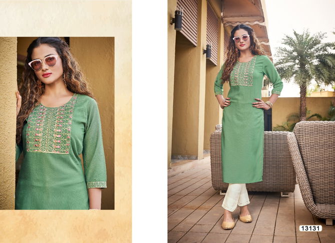 Kivi Liza Fancy Ethnic Wear Rayon Designer Embroidery Kurti Collection